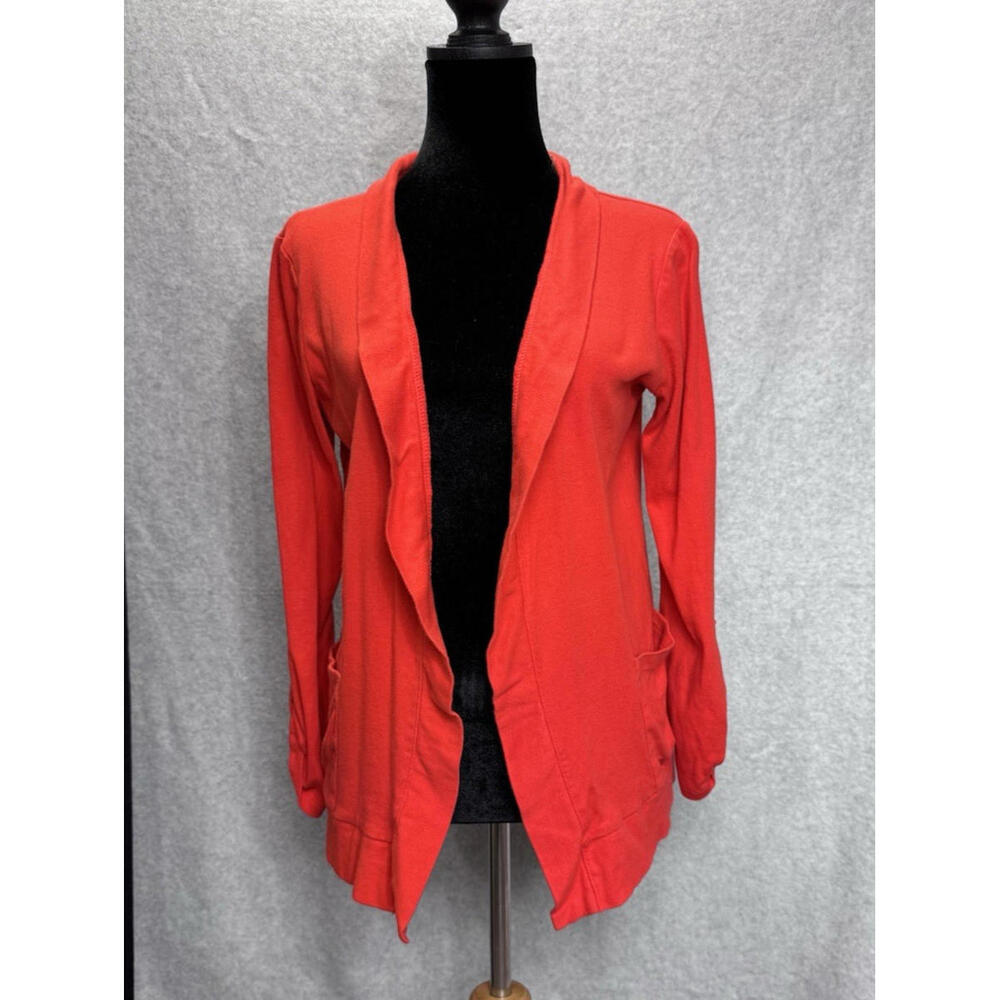Jones New York Sport Open Front 100% Cotton Cardigan Orange Fall Autumn Womens M